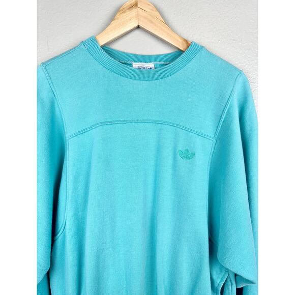 Vintage 80s Adidas Crewneck Sweatshirt Trefoil Logo Jumper Pullover Pockets - Picture 2 of 16